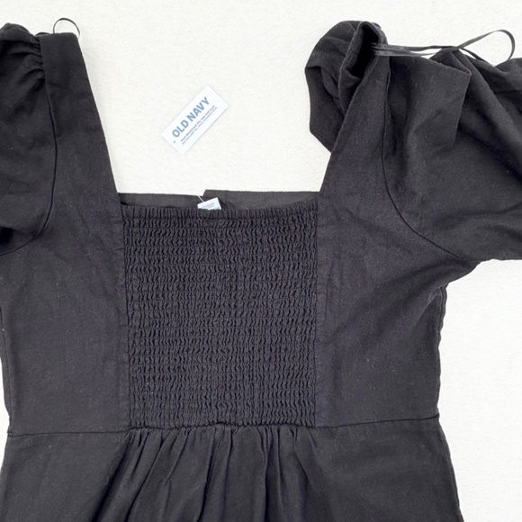 NWT Old Navy Linen-Blend Button-Front Black Midi Dress Size‎ M - Picture 9 of 14